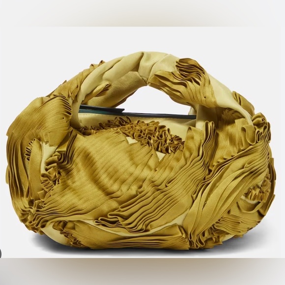 New DRIES VAN NOTEN Pleated Ruffled Satin Twisted Top Handle Bag Tote Handbag - Picture 1 of 10